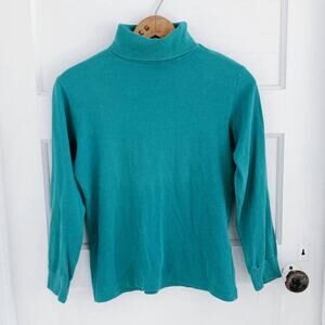 Vintage Woolrich Teal Green Cotton Turtleneck Long Sleeve Shirt